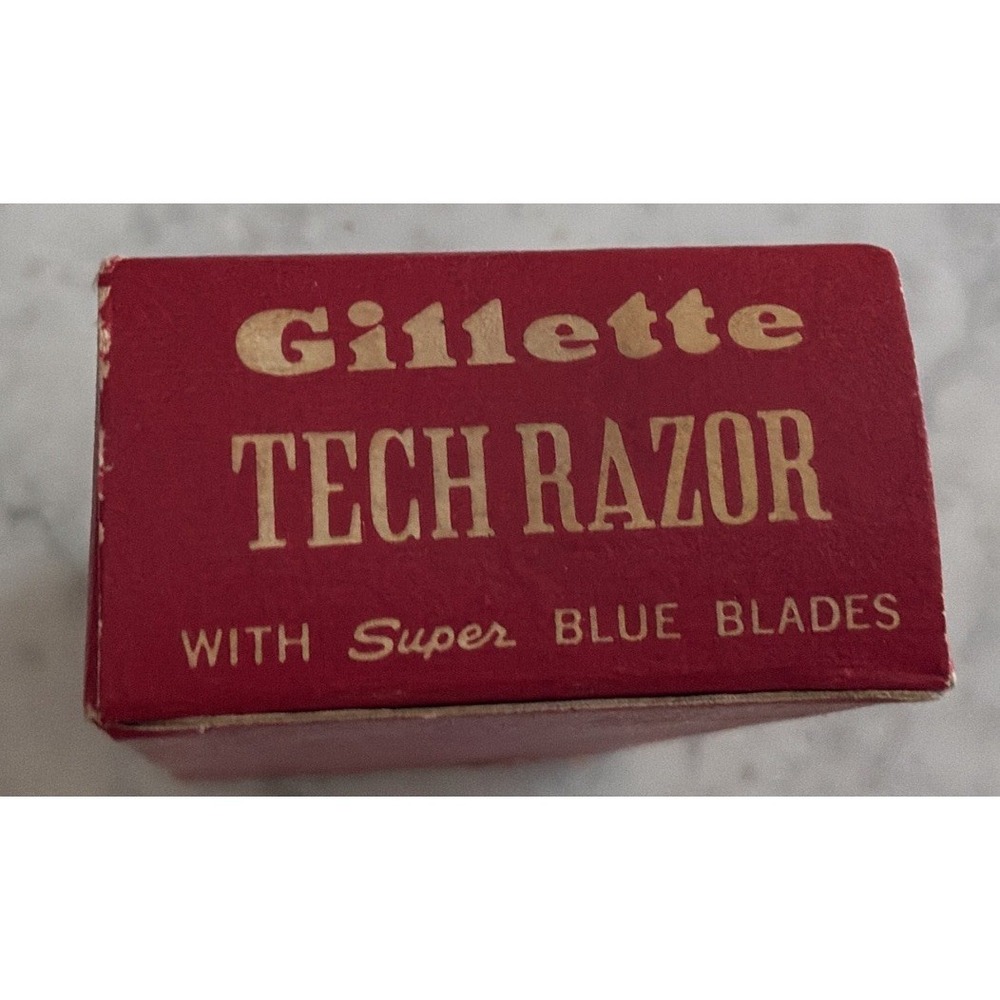 VINTAGE Gillette Tech Razor Red Cross Gift - Picture 11 of 11